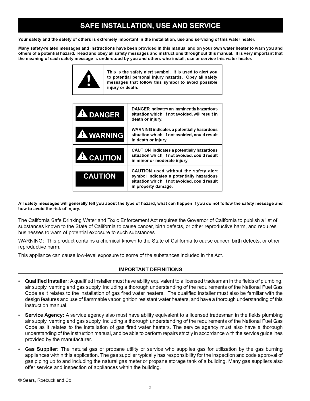 Kenmore 153.330632, 153.330652, 153.33062, 153.330642 owner manual Important Definitions 