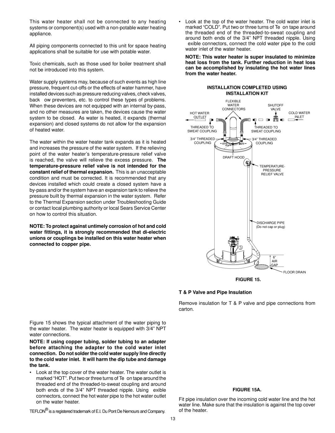 Kenmore 153.33096, 153.33097 owner manual Valve and Pipe Insulation 