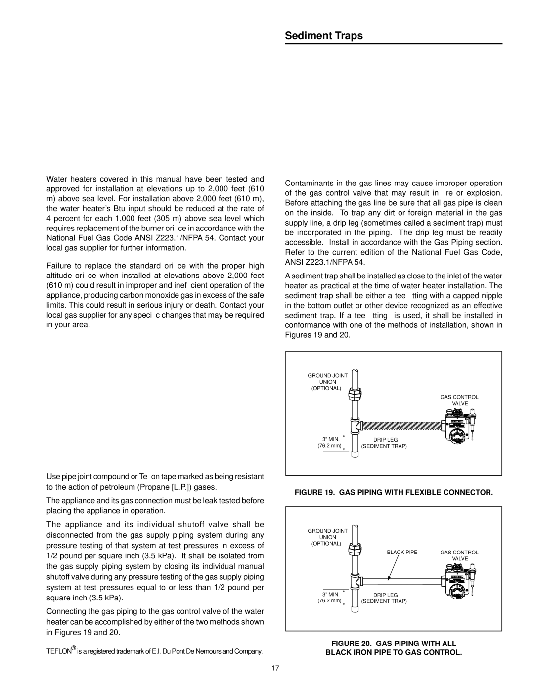 Kenmore 153.33096, 153.33097 owner manual Sediment Traps, GAS Piping with Flexible Connector 