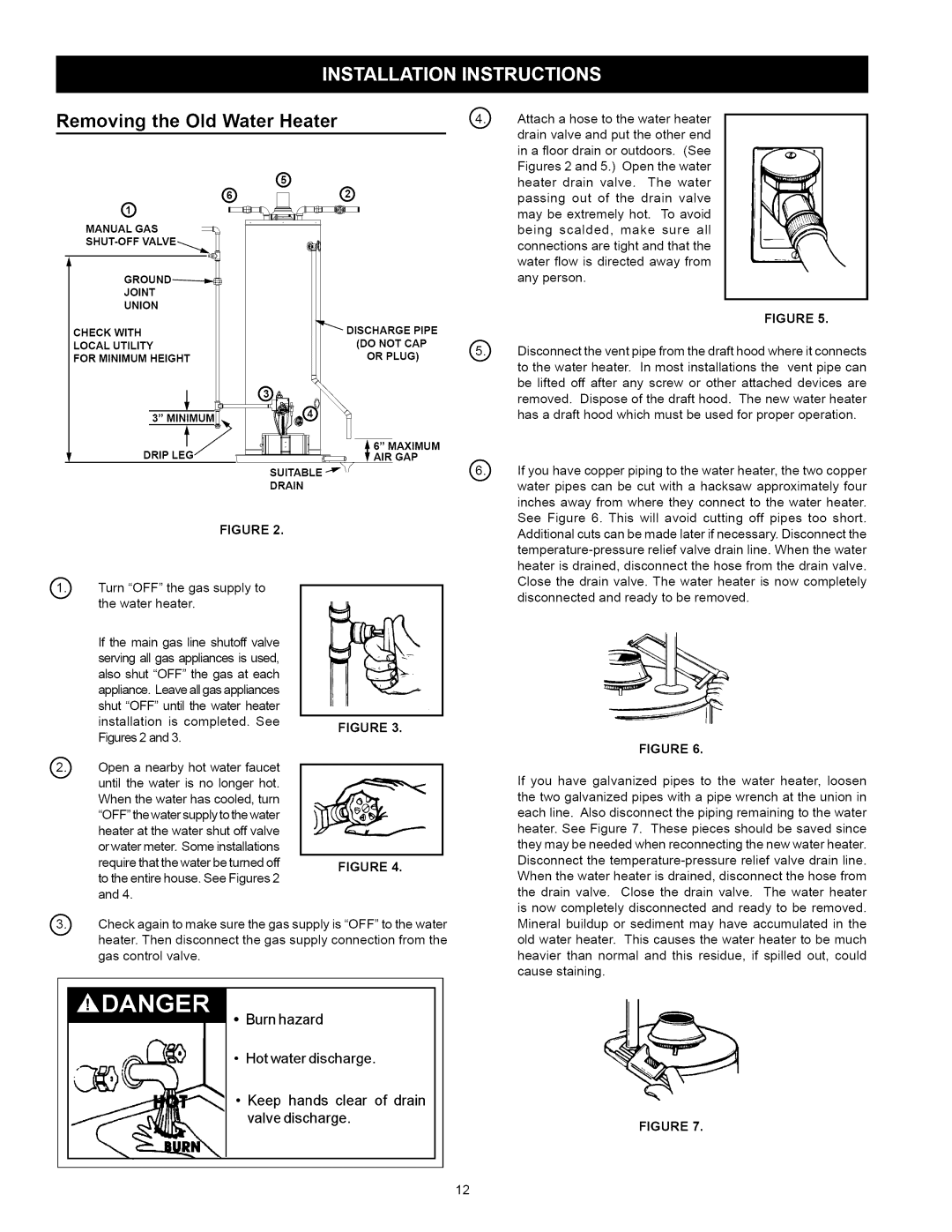 Kenmore 153.33115, 153.33114 manual Removing the Old Water Heater, Manual GAS 