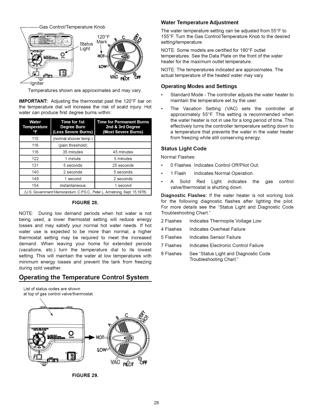 Kenmore 153.33115, 153.33114 manual Operating the Temperature Control System, Status Light Code Normal Flashes 