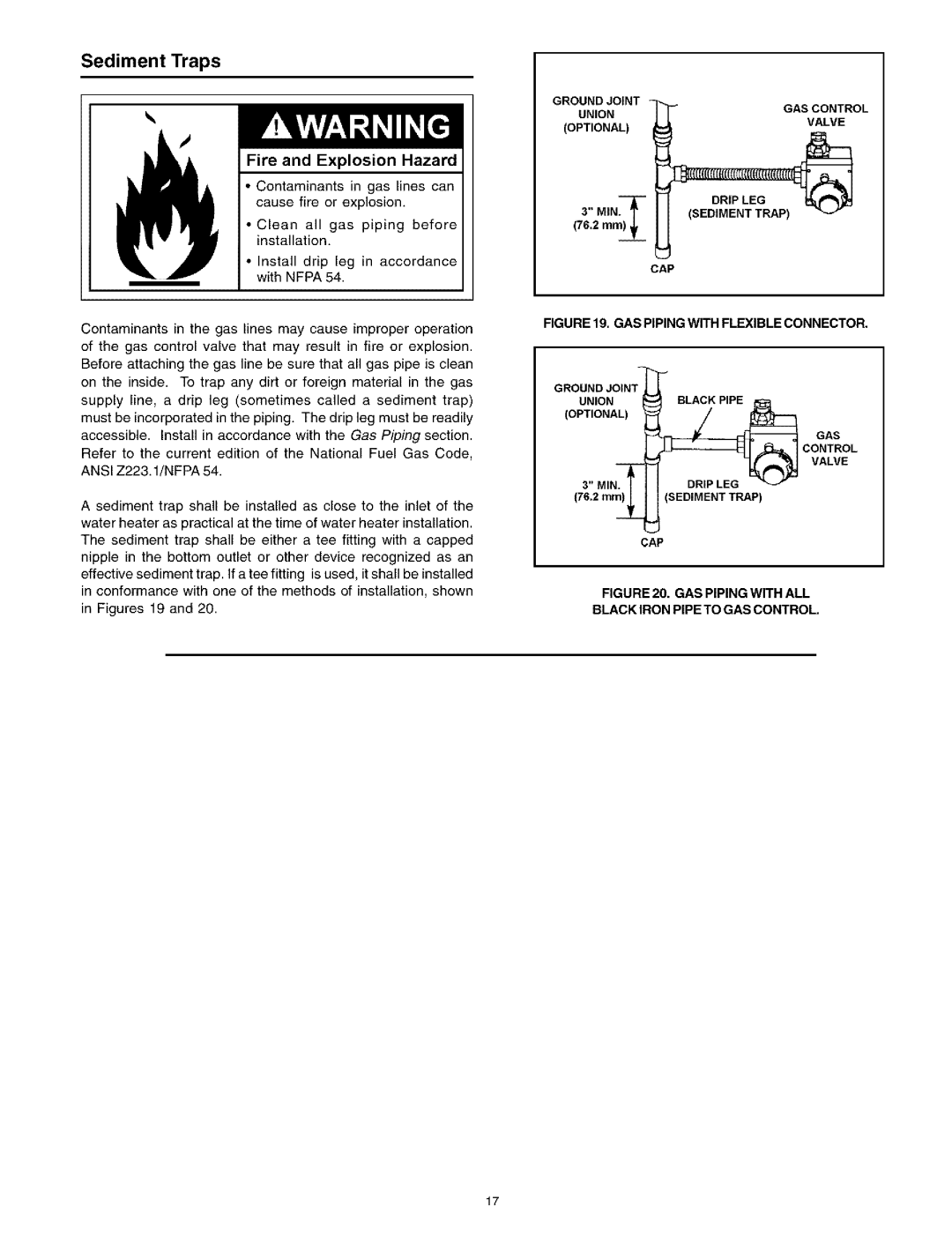 Kenmore 153.331543, 153.331514 HA, 153.331413 HA owner manual Sediment Traps, Optional Valve, Cap 