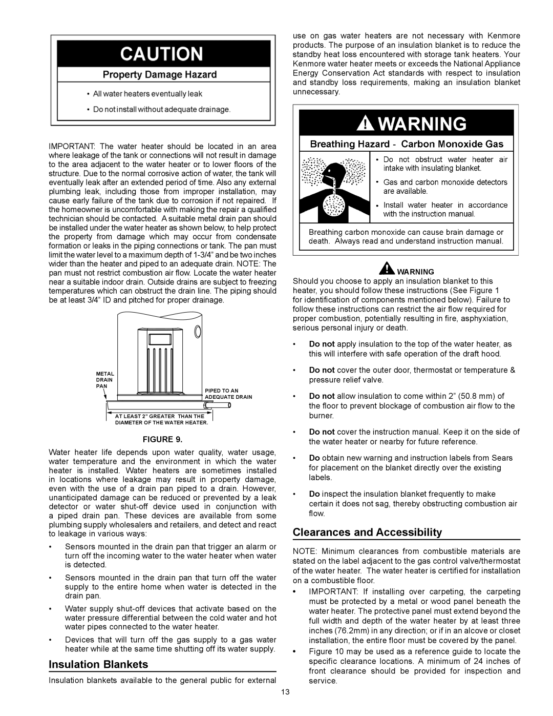 Kenmore 153.331572 owner manual Insulation Blankets, Clearances and Accessibility 