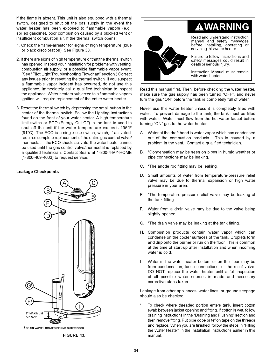 Kenmore 153.331572 owner manual Leakage Checkpoints 