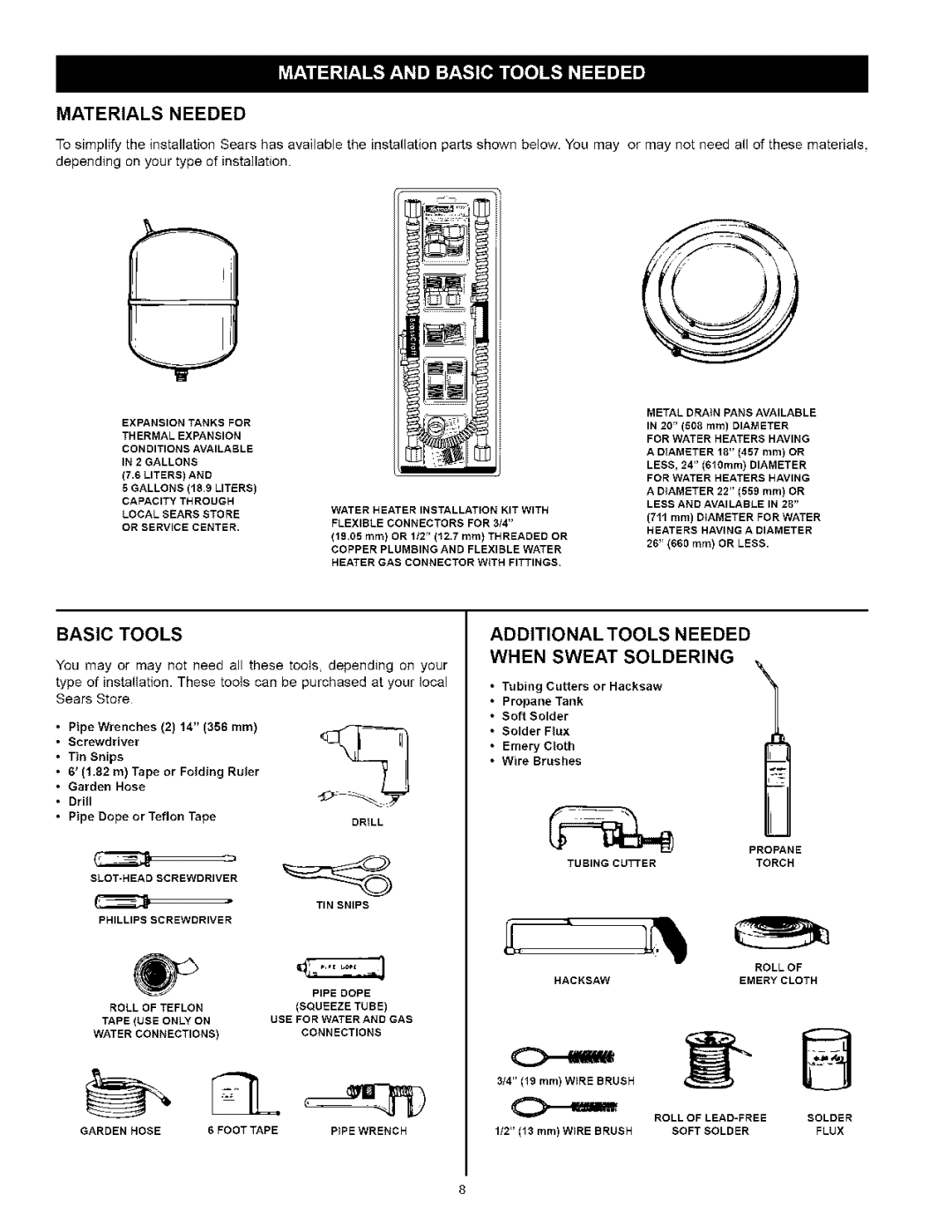 Kenmore 153.331592, 153.331492 owner manual Materials Needed 