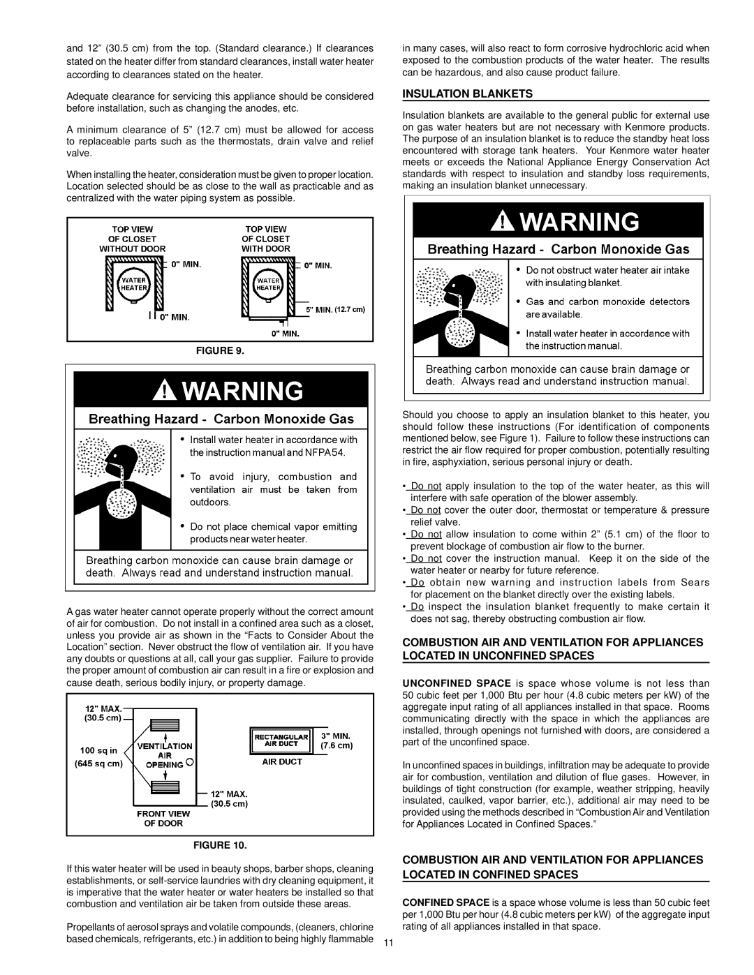 Kenmore 153.33207, 153.33204, 153.33206 Insulation Blankets, Cause death, serious bodily injury, or property damage 