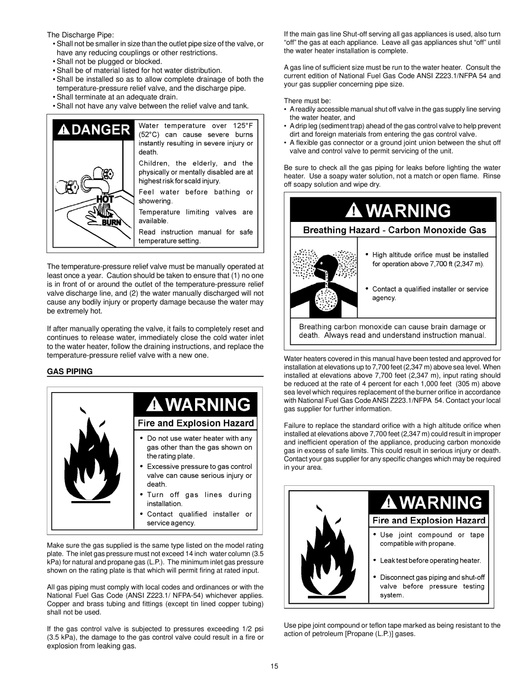 Kenmore 153.33207, 153.33204, 153.33206, 153.33205 owner manual GAS Piping 