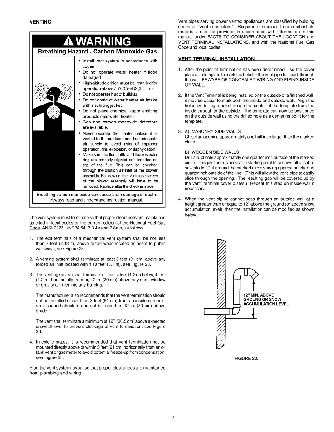 Kenmore 153.33207, 153.33204, 153.33206, 153.33205 owner manual Venting, Vent Terminal Installation 