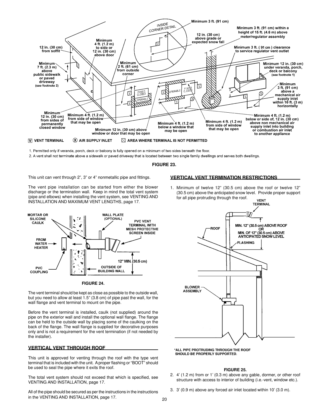 Kenmore 153.33204, 153.33206, 153.33205, 153.33207 Vertical Vent Termination Restrictions, Vertical Vent Through Roof 