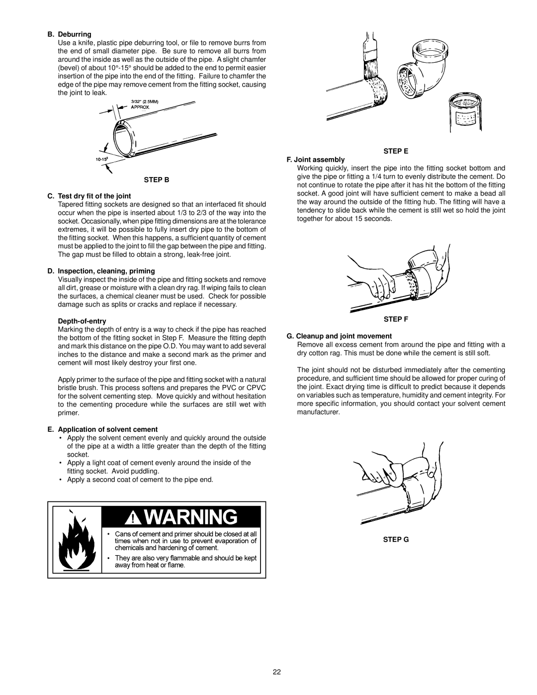 Kenmore 153.33205, 153.33204, 153.33206, 153.33207 owner manual Step B, Step E, Step F, Step G 