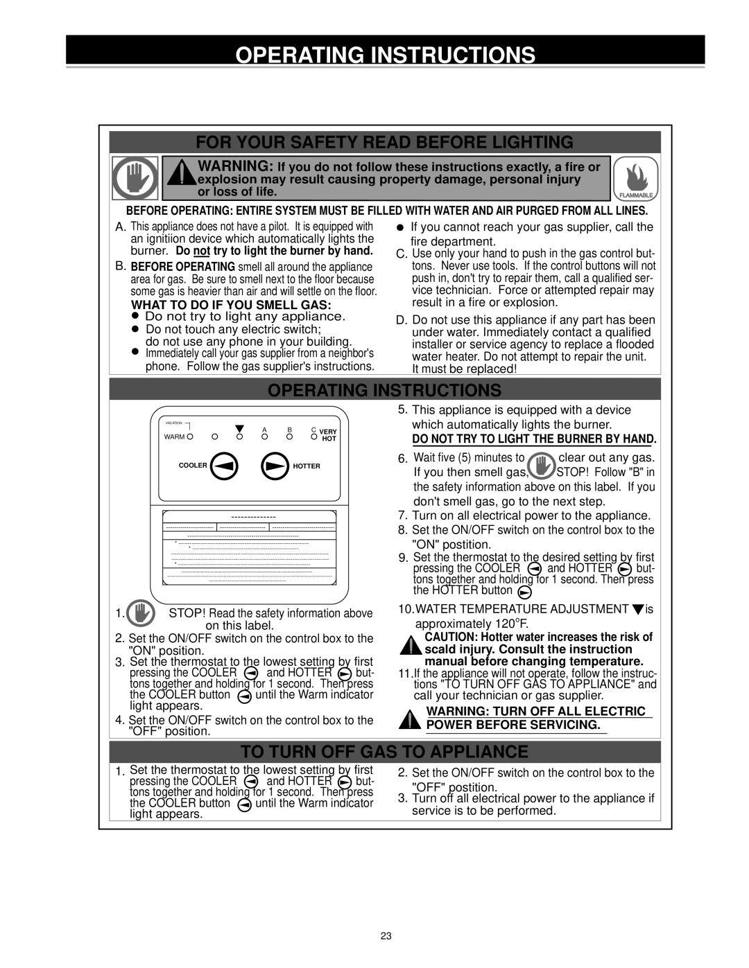 Kenmore 153.33207, 153.33204, 153.33206, 153.33205 owner manual Operating Instructions, For Your Safety Read Before Lighting 