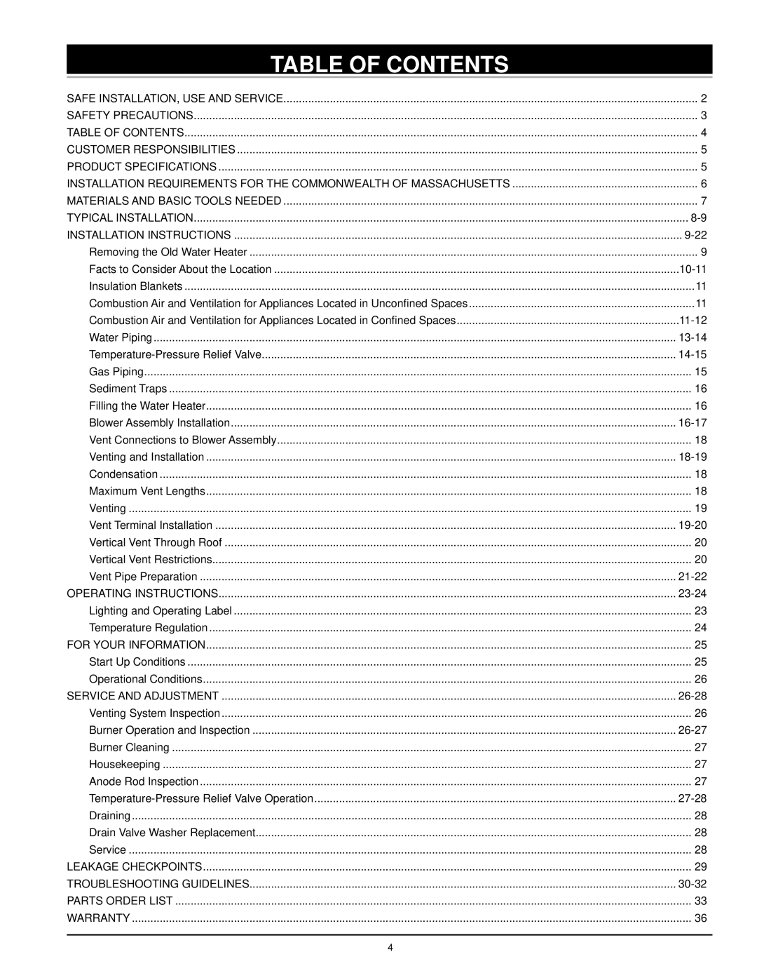 Kenmore 153.33204, 153.33206, 153.33205, 153.33207 owner manual Table of Contents 