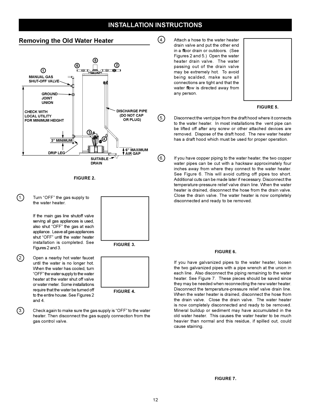 Kenmore 153.332.410 manual Installation Instructions, Removing the Old Water Heater 