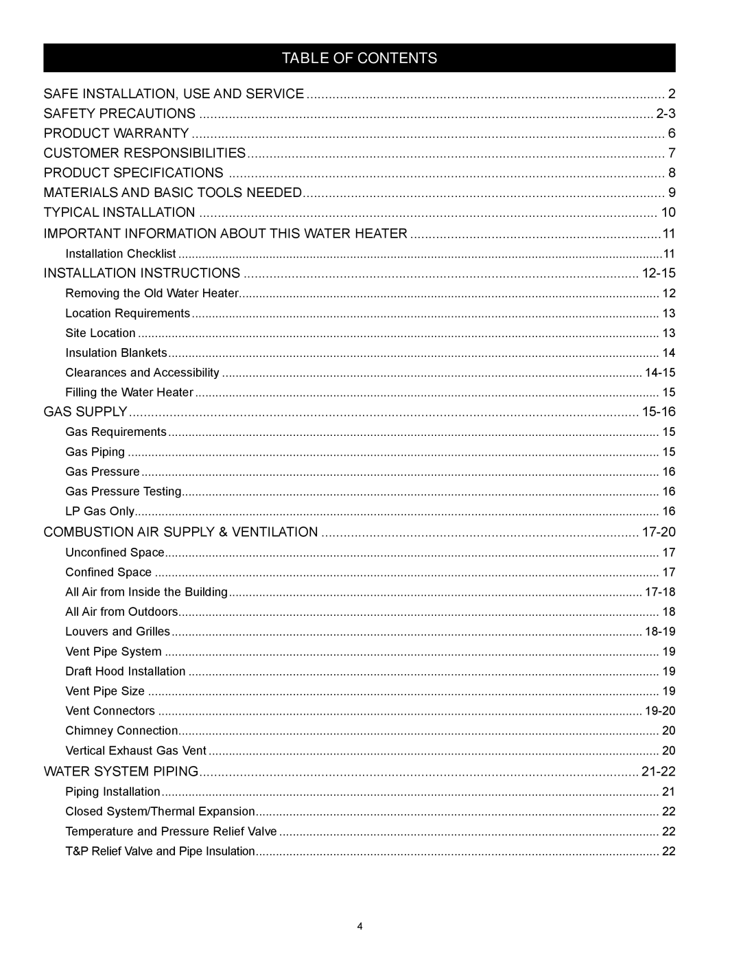 Kenmore 153.332.410 manual Table of Contents 