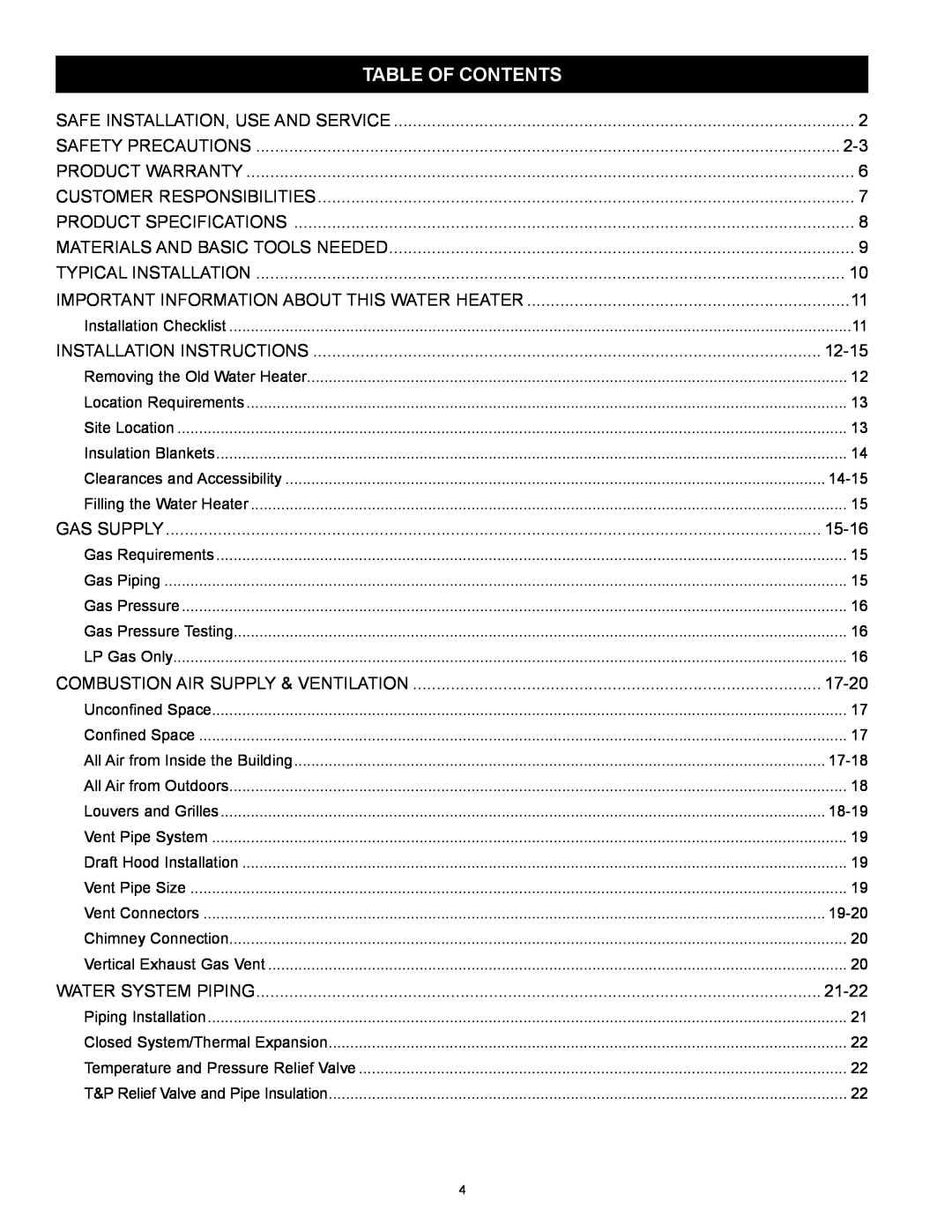Kenmore 153.332.410 manual Table Of Contents 