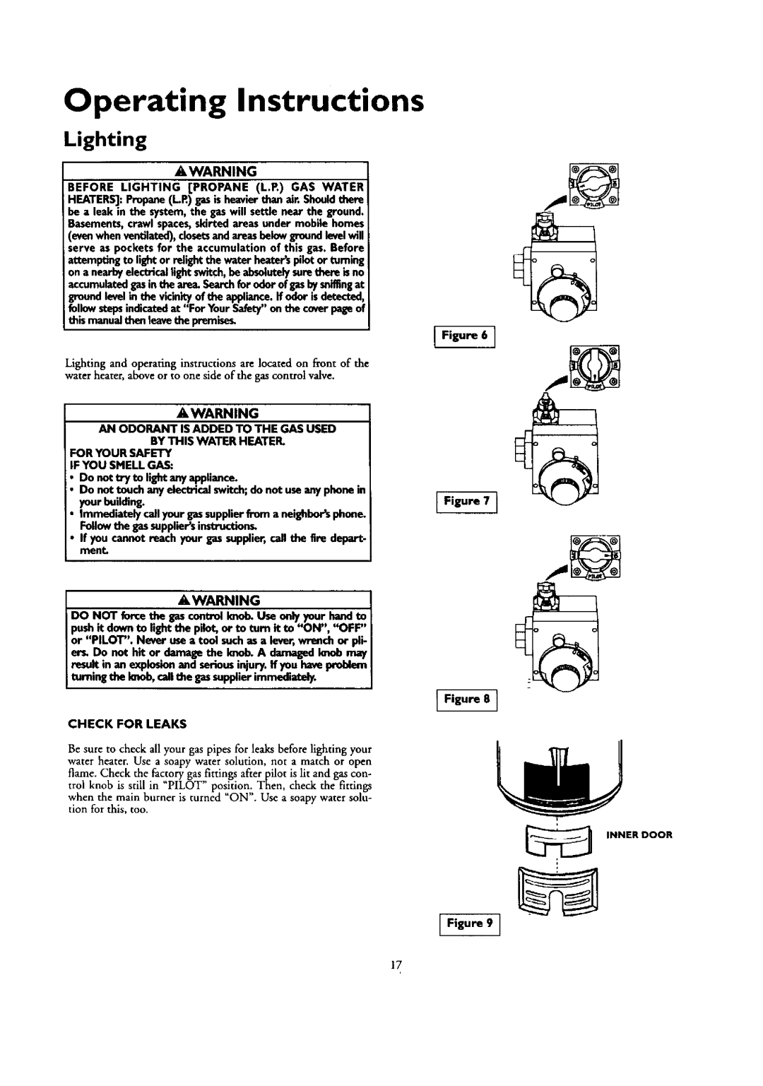 Kenmore 153.332418, 153.332462, 153.332362, 153.332318, 153.332562 Operating Instructions, Lighting, Check for Leaks 