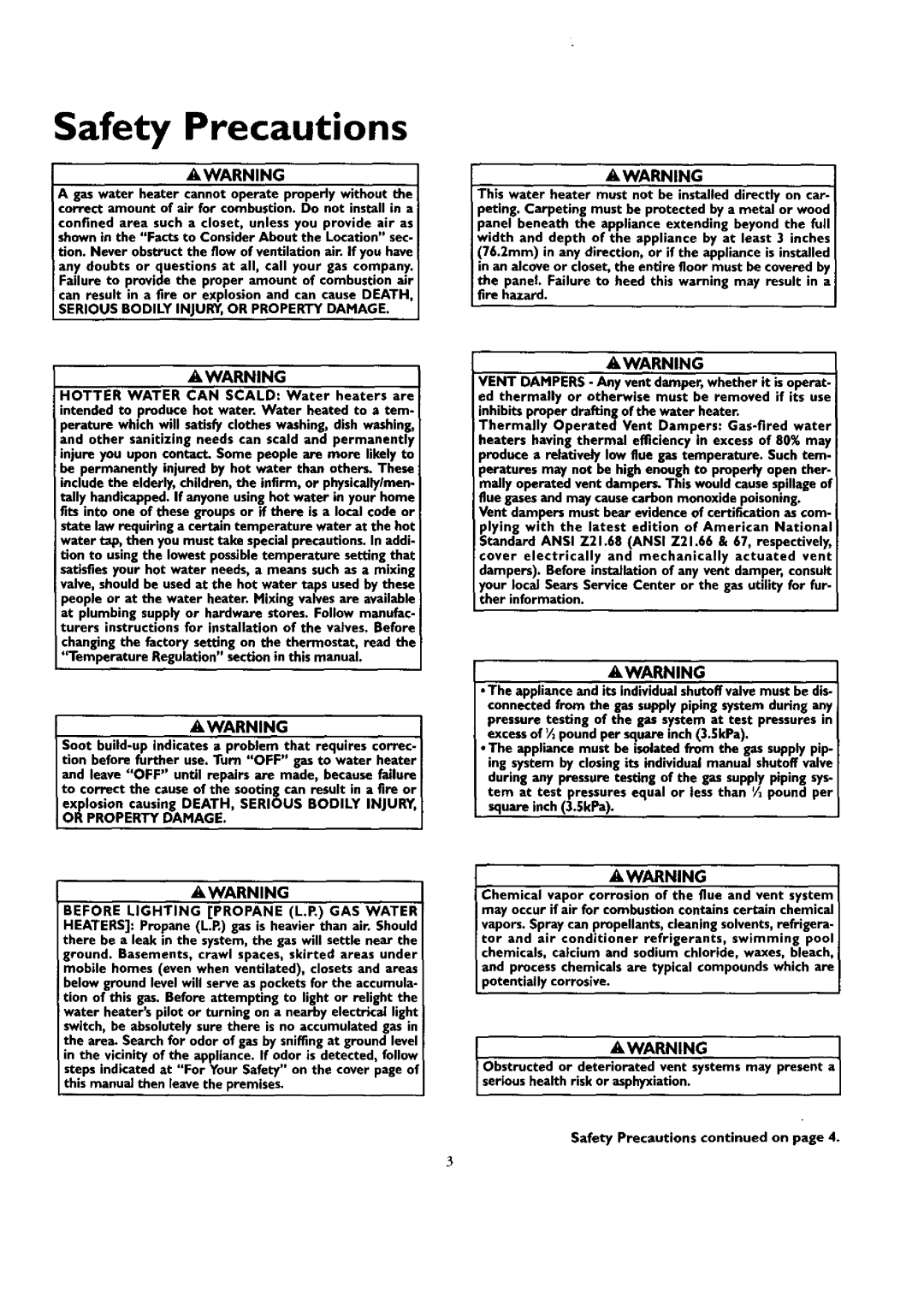 Kenmore 153.332318, 153.332462, 153.332362, 153.332418, 153.332562 owner manual Safety Precautions on 