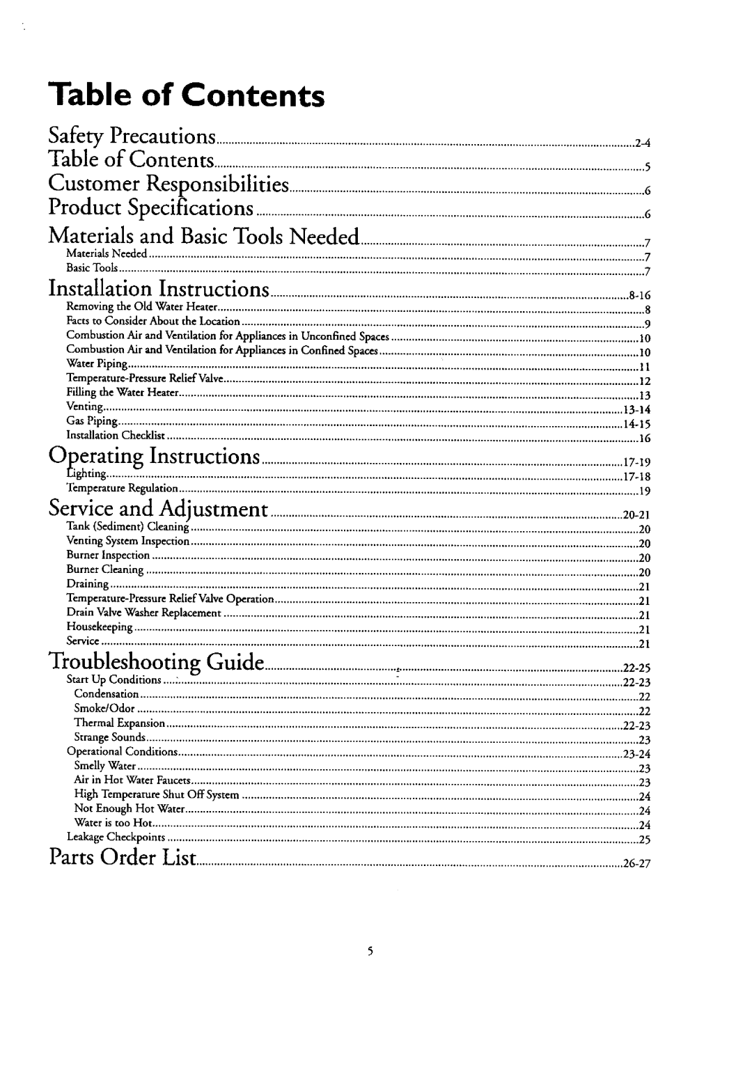 Kenmore 153.332462, 153.332362, 153.332418, 153.332318, 153.332562 owner manual Contents 