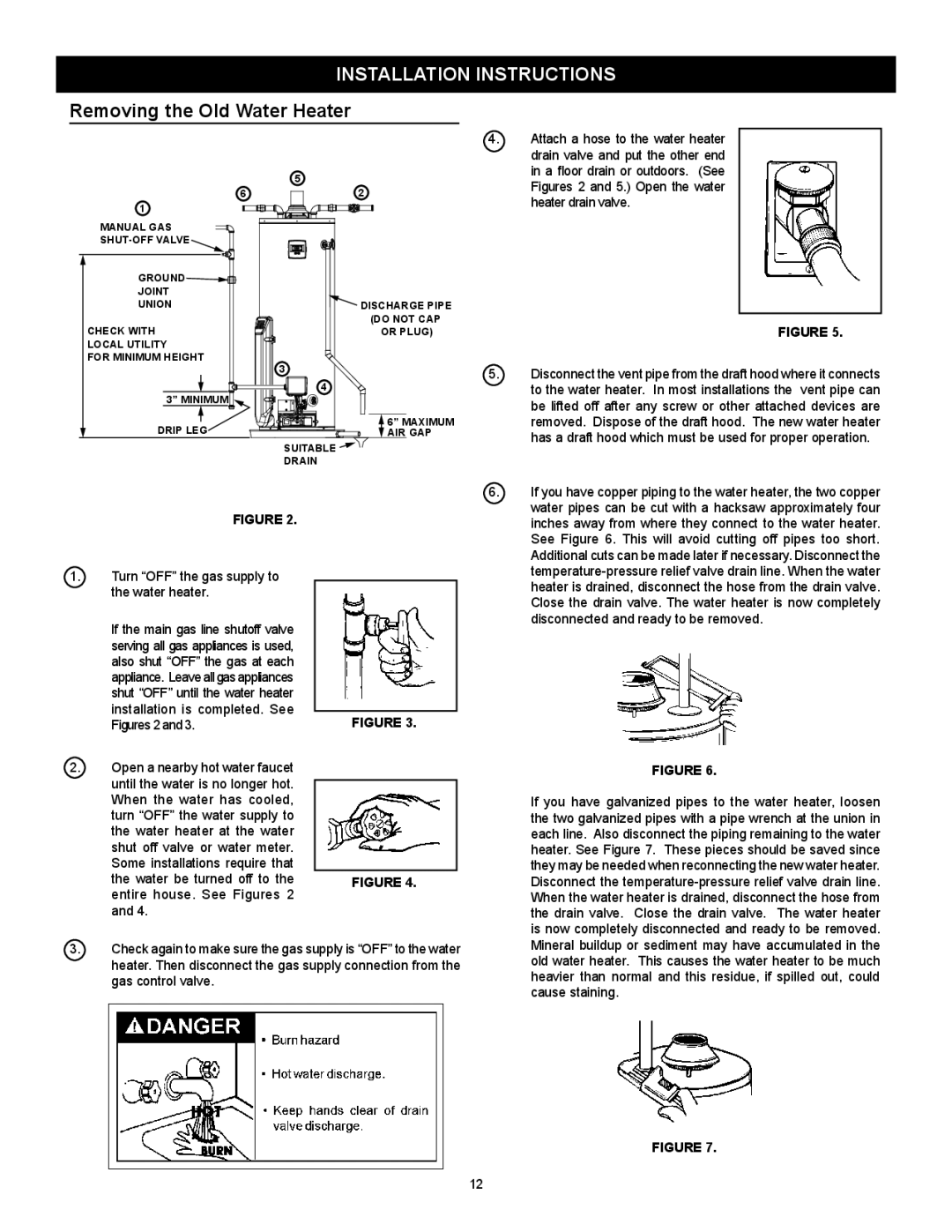 Kenmore 153.33264, 153.33262 manual Installation Instructions, Removing the Old Water Heater 