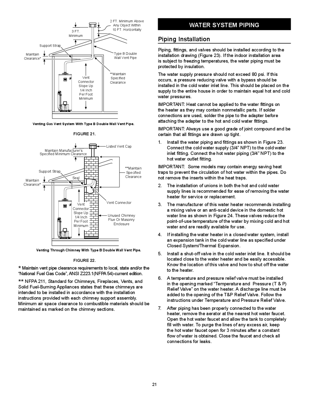 Kenmore 153.33262, 153.33264 manual Water System Piping, Piping Installation 