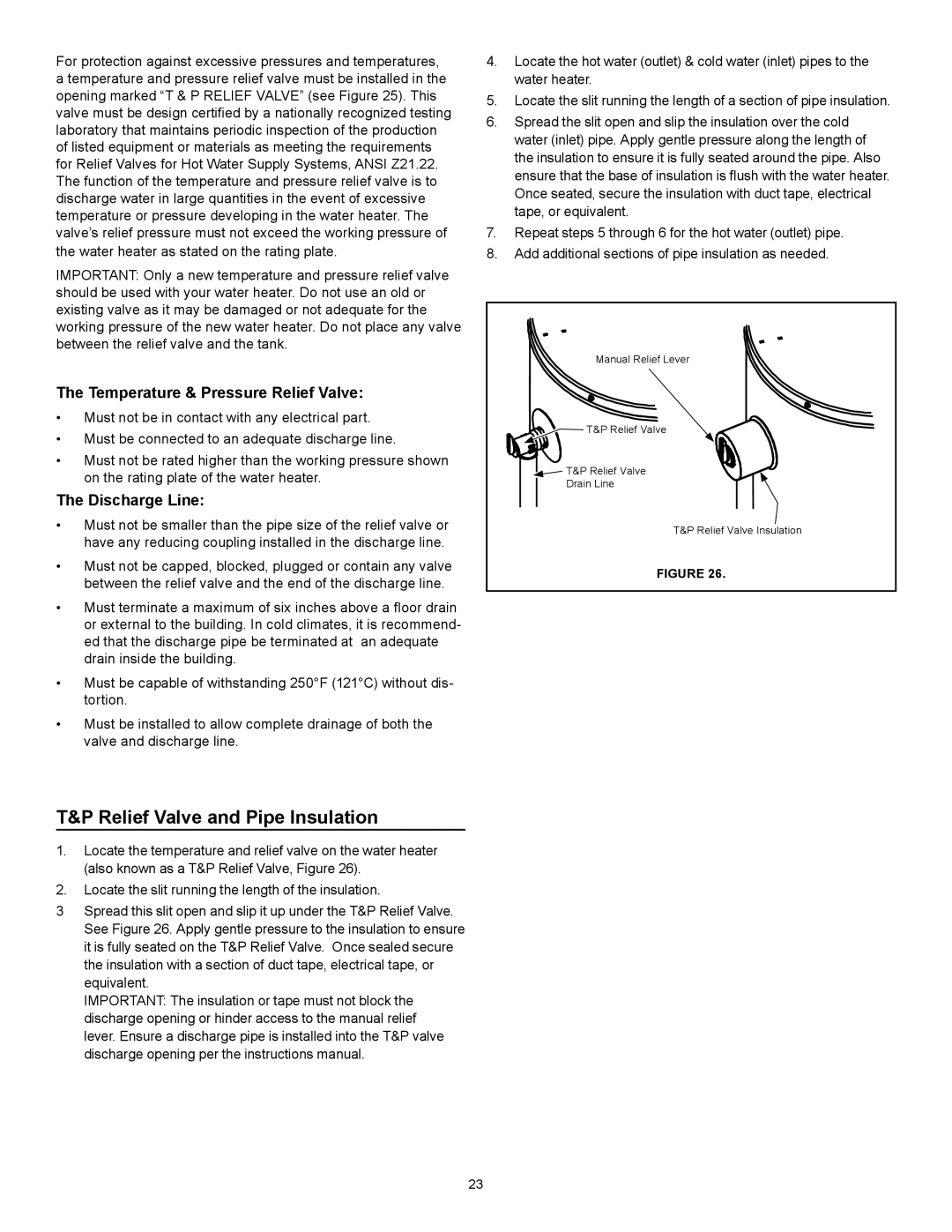 Kenmore 153.33262, 153.33264 manual Relief Valve and Pipe Insulation, Temperature & Pressure Relief Valve 