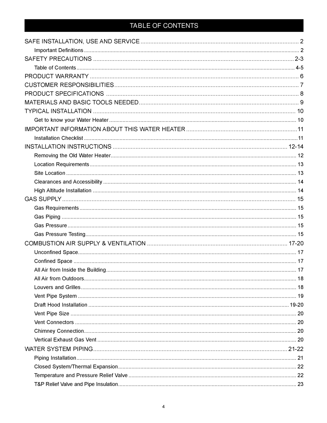 Kenmore 153.33264, 153.33262 manual Table of Contents 