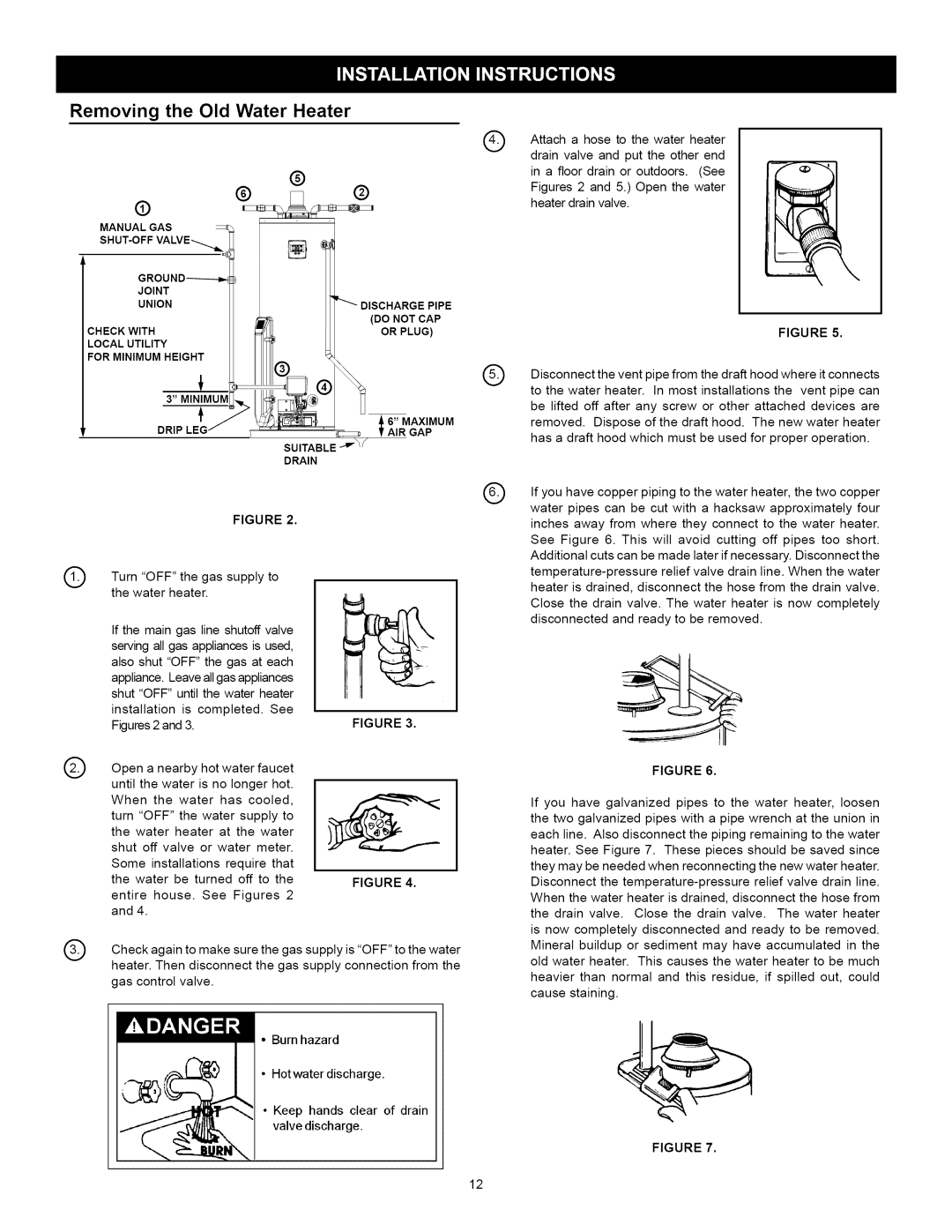 Kenmore 153.33264, 153.33262 manual Removing the Old Water Heater, Manualgas 