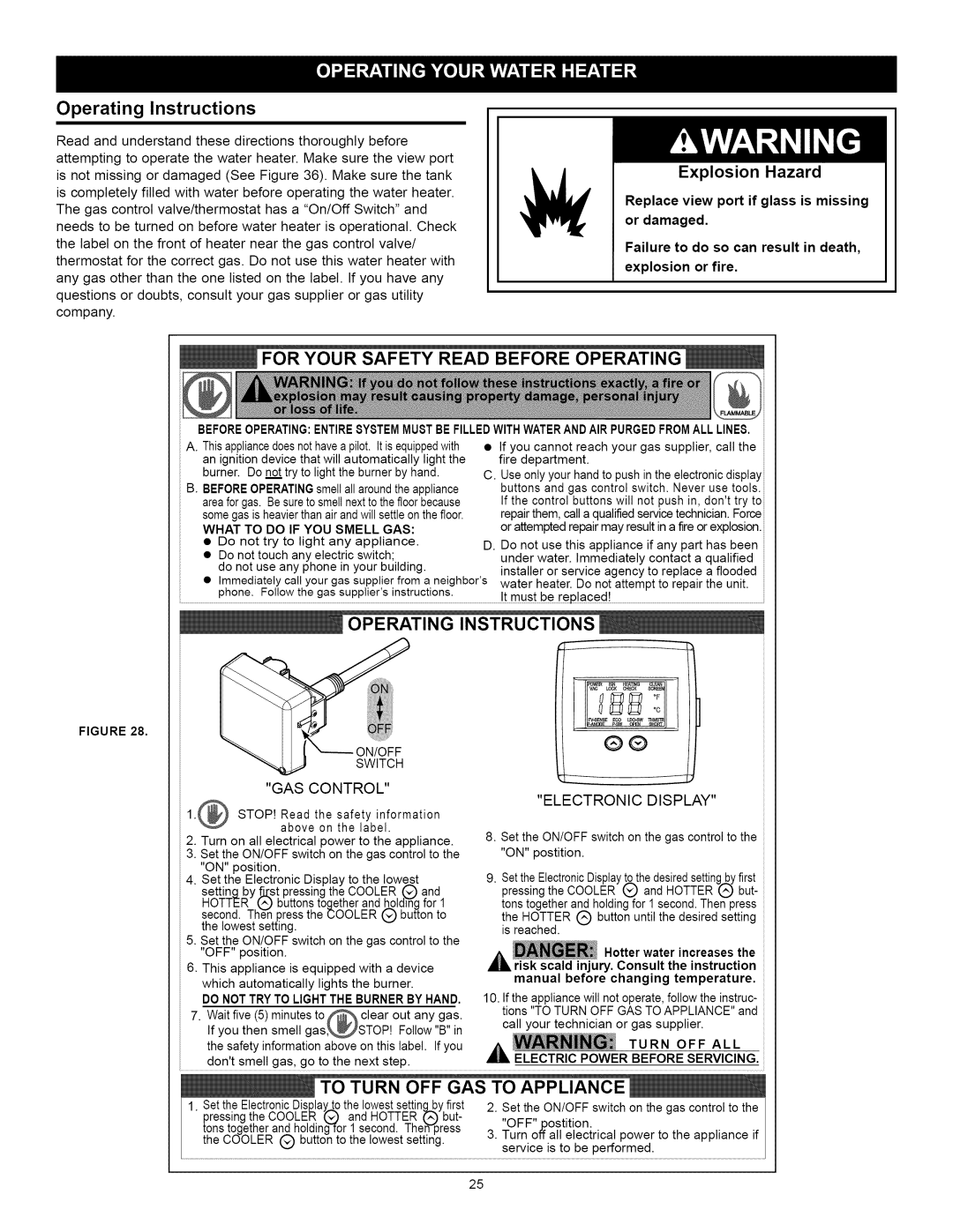 Kenmore 153.33262, 153.33264 manual Operating Instructions, Failure to do so can result in death Explosion or fire 