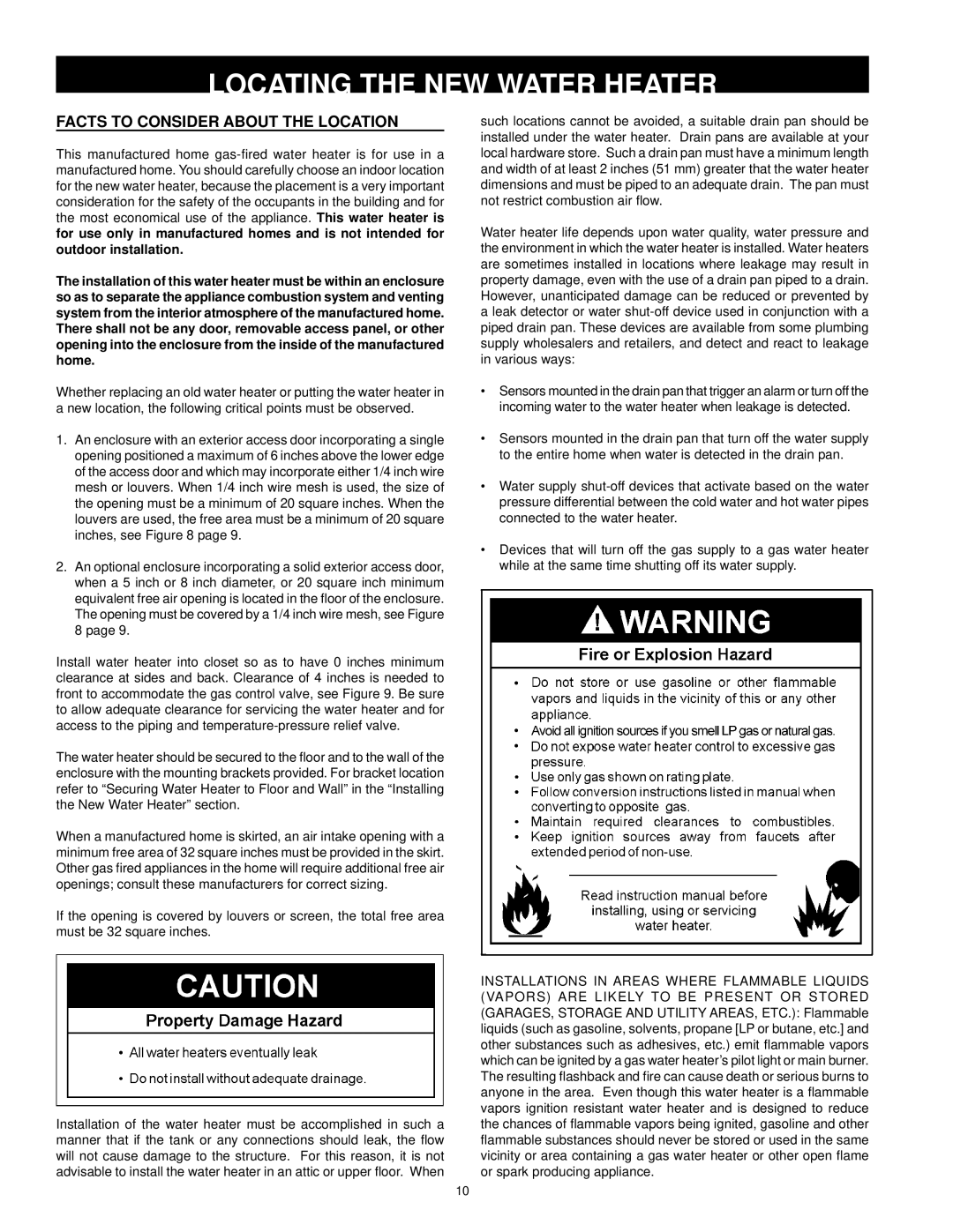 Kenmore 153.33385 owner manual Locating the NEW Water Heater, Facts to Consider about the Location 