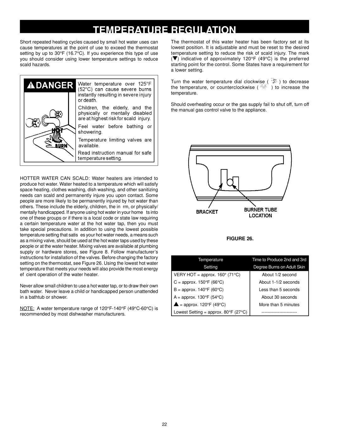 Kenmore 153.33385 owner manual Temperature Regulation, Setting 