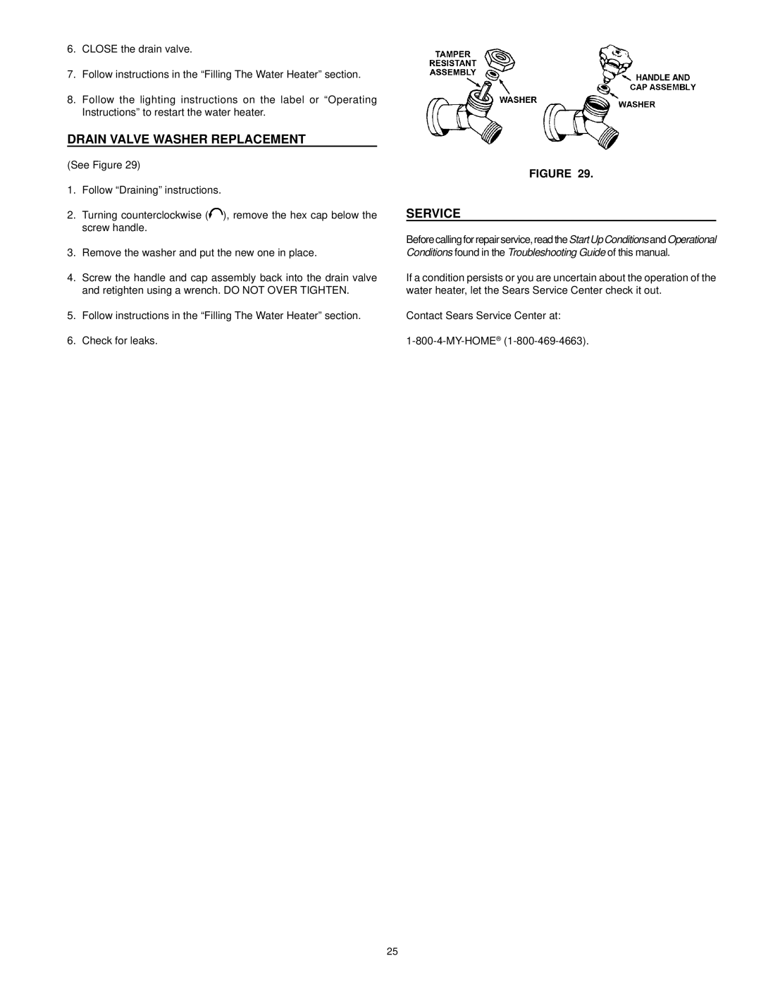 Kenmore 153.33385 owner manual Drain Valve Washer Replacement, Service 