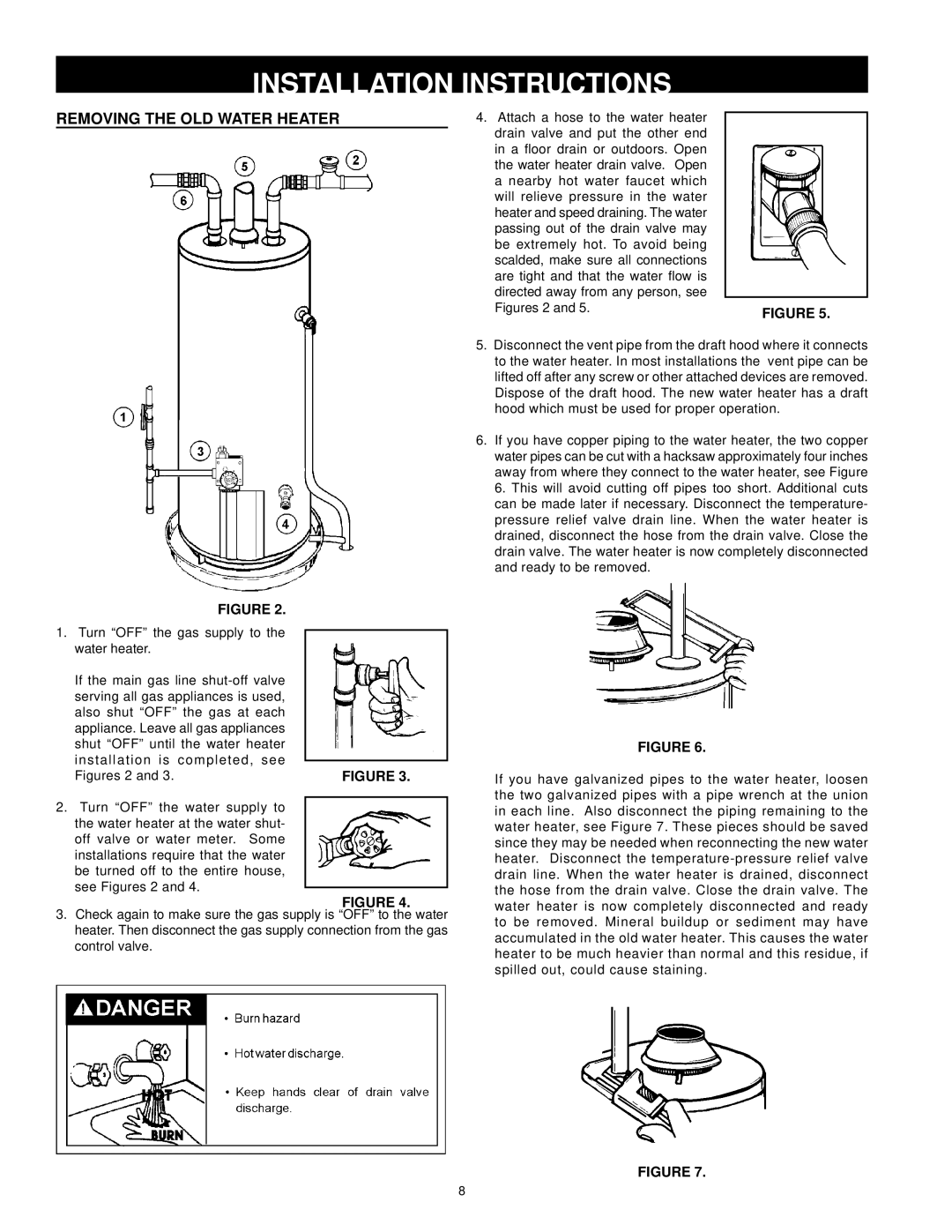 Kenmore 153.33385 owner manual Installation Instructions, Removing the OLD Water Heater 