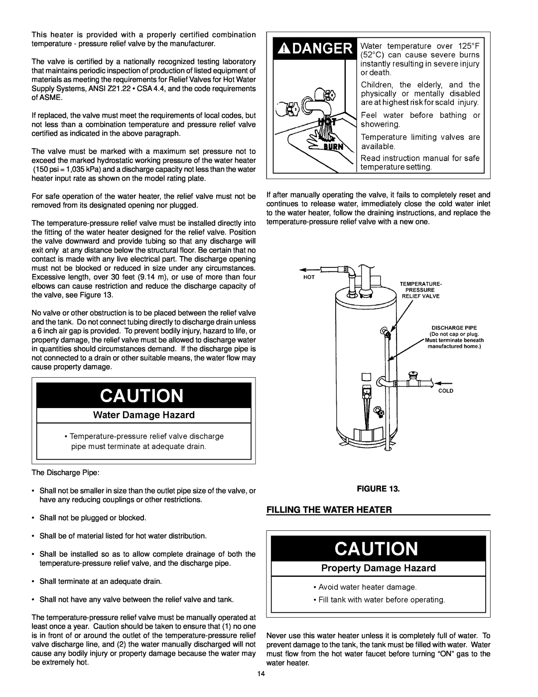 Kenmore 153.33385 owner manual Filling The Water Heater, Figure 