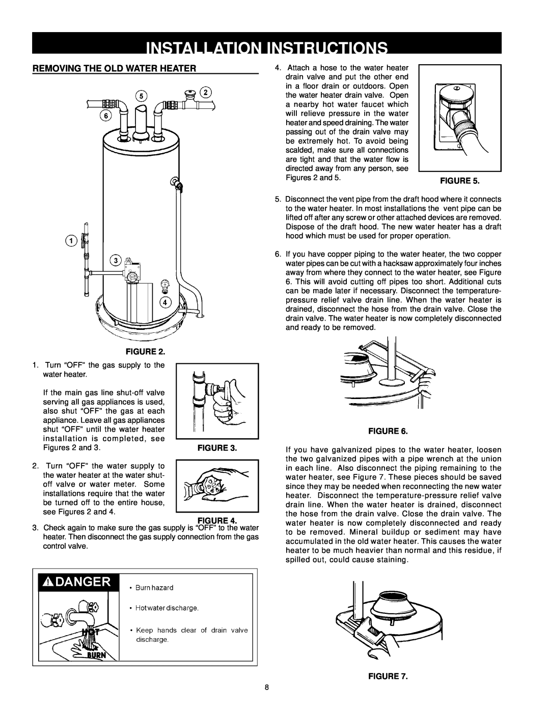 Kenmore 153.33385 owner manual Installation Instructions, Removing The Old Water Heater, Figure 