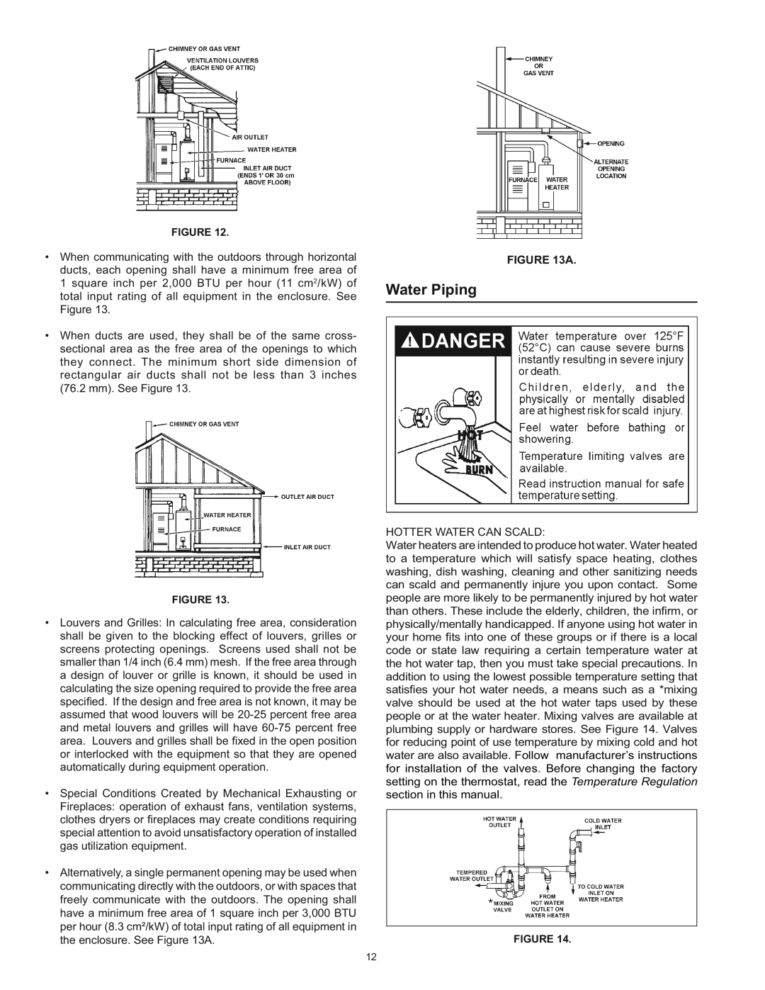 Kenmore 153.33453, 153.33443 owner manual Water Piping, Hotter Water can Scald 