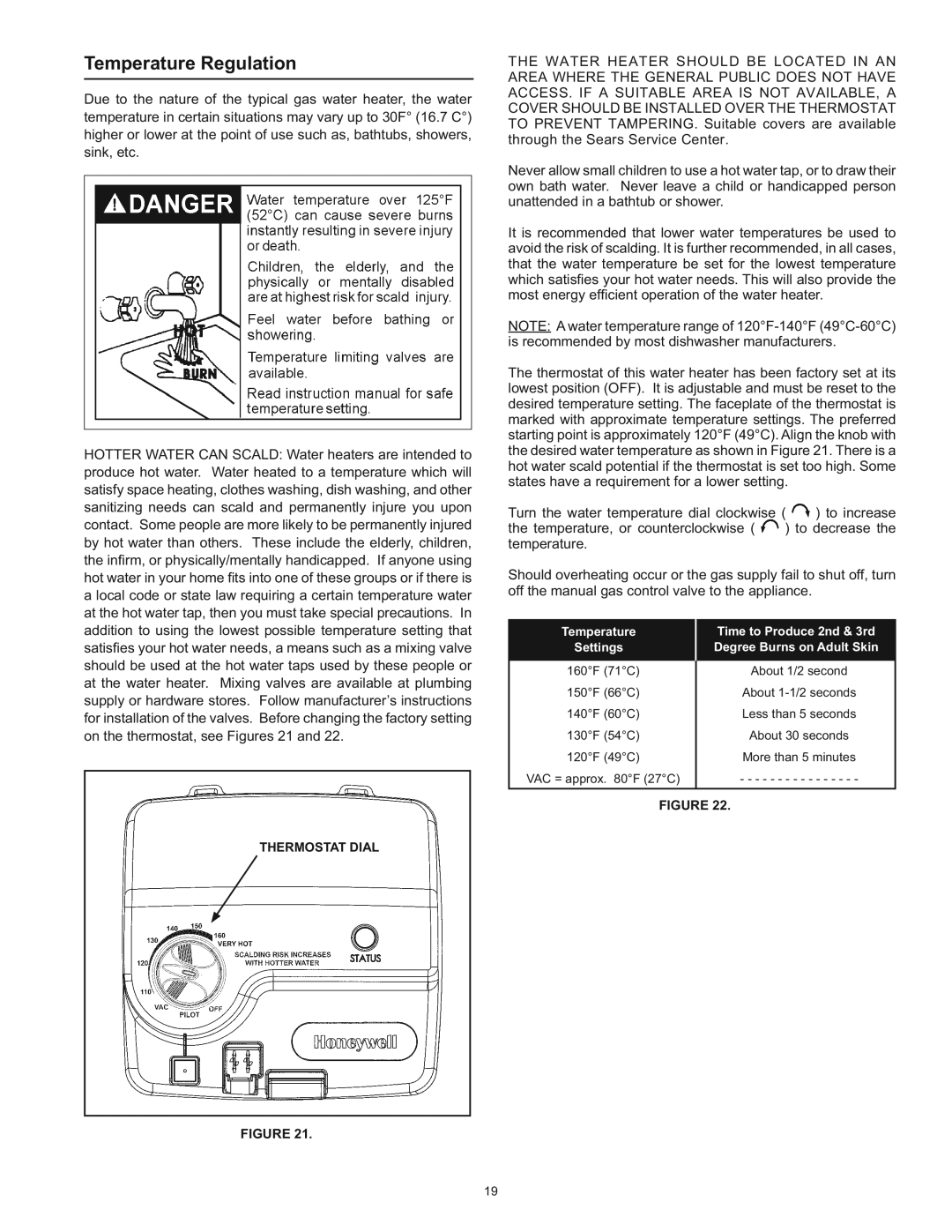 Kenmore 153.33443, 153.33453 owner manual Temperature Regulation, Temperature Time to Produce 2nd & 3rd 