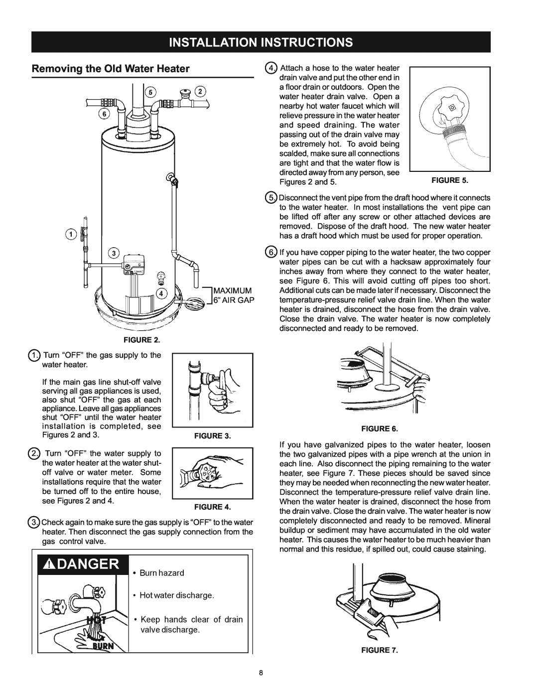 Kenmore 153.33453, 153.33443 owner manual Installation Instructions, Removing the Old Water Heater 