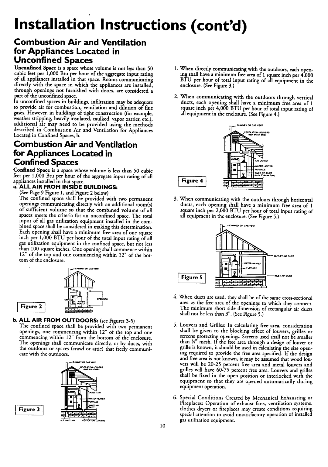 Kenmore 153.33439, 153.33459, 153.33449, 153.33429 owner manual Installation Instructions contd, ALL AIR from Inside Buildings 