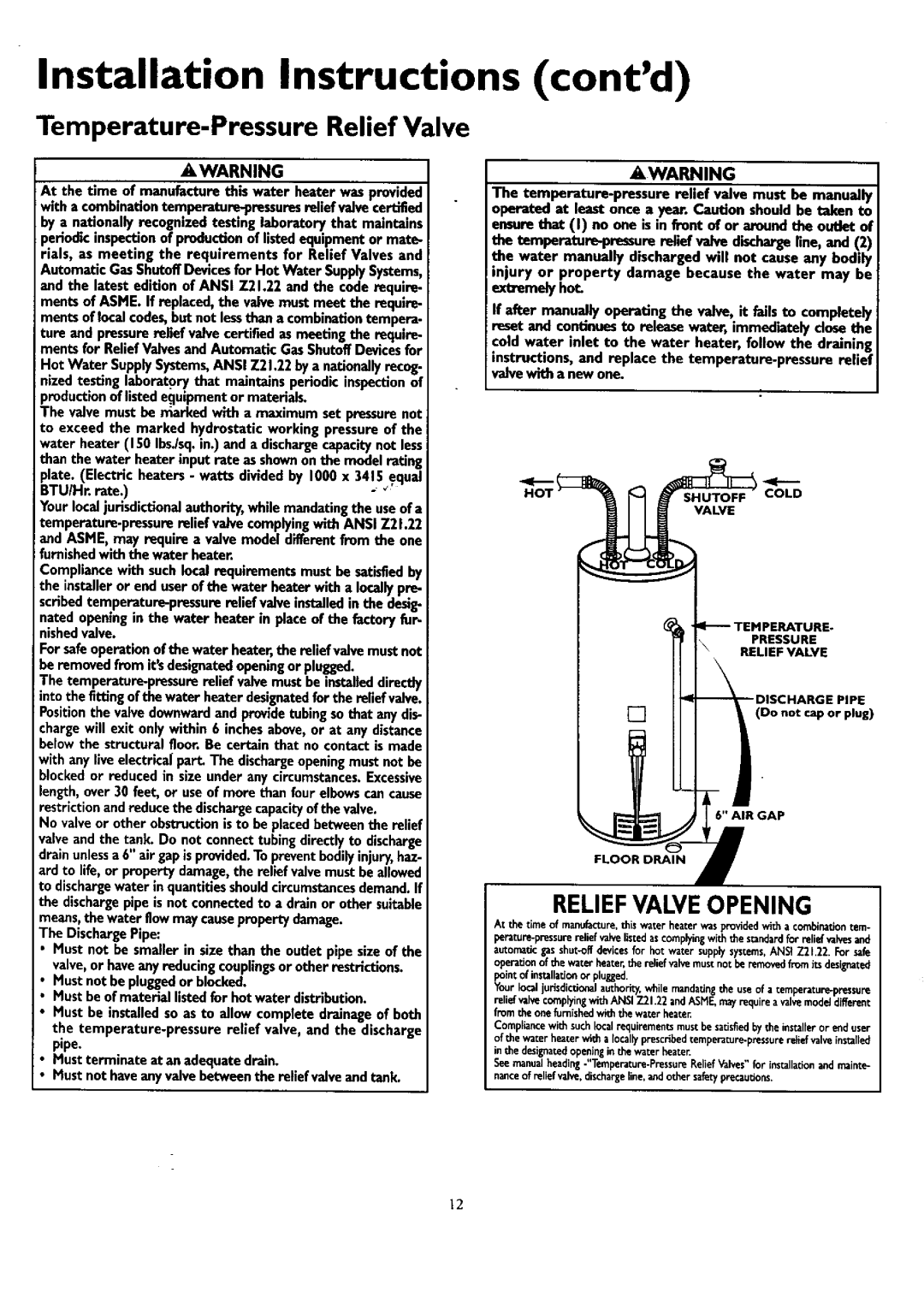 Kenmore 153.33459, 153.33449, 153.33439, 153.33429 owner manual Temperature-Pressure Relief Valve, Ppe 