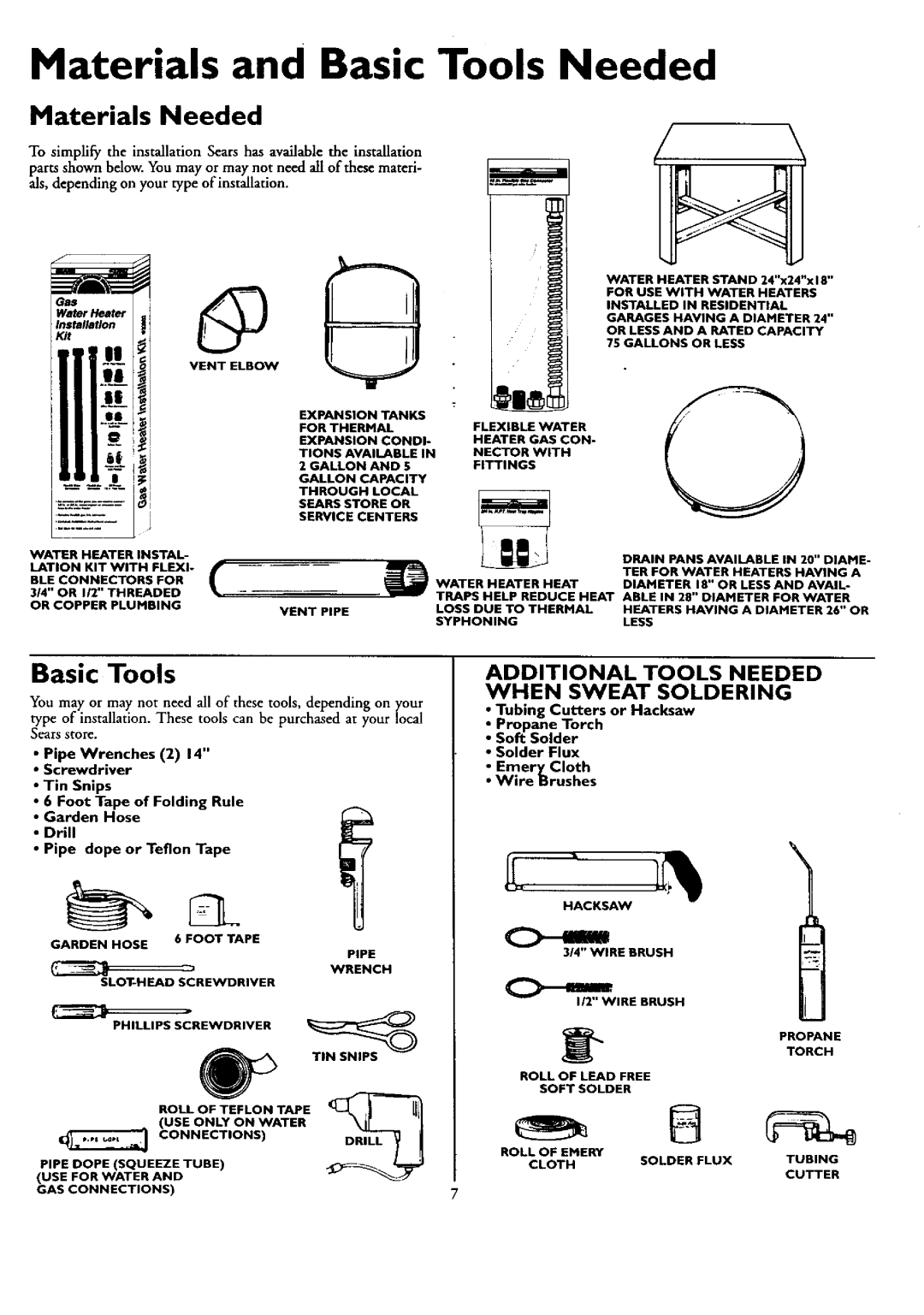 Kenmore 153.33429, 153.33459, 153.33449, 153.33439 owner manual Materials and Basic Tools Needed, Materials Needed 