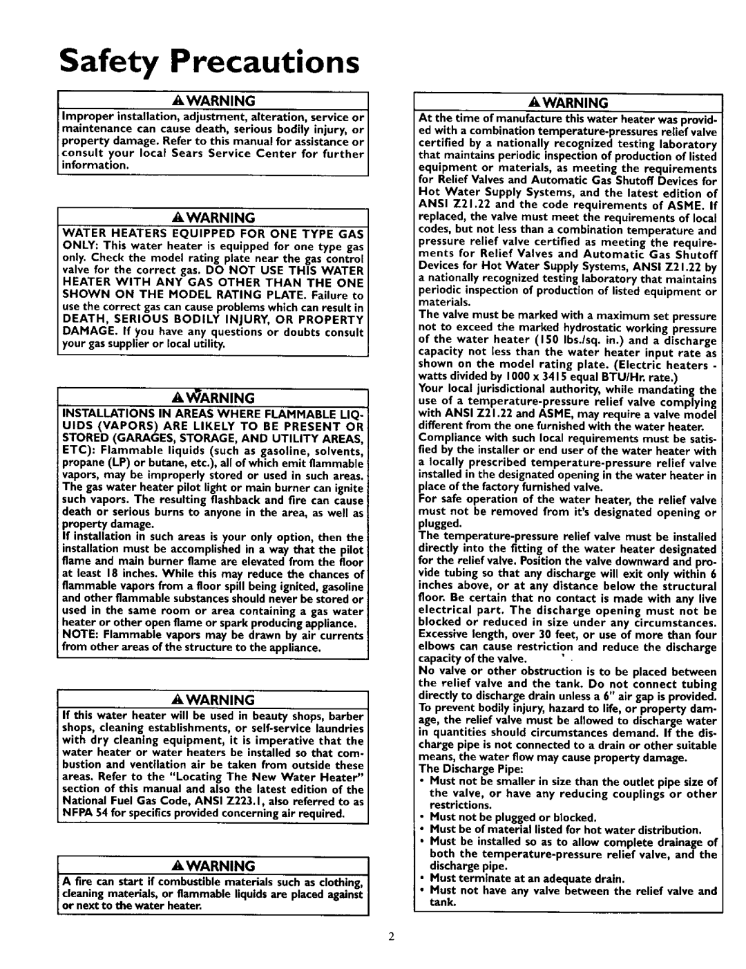 Kenmore 153.335943, 153.335863, 153.335846, 153.335963 Safety Precautions, DEATH, Serious Bodily INJURY, or Property 