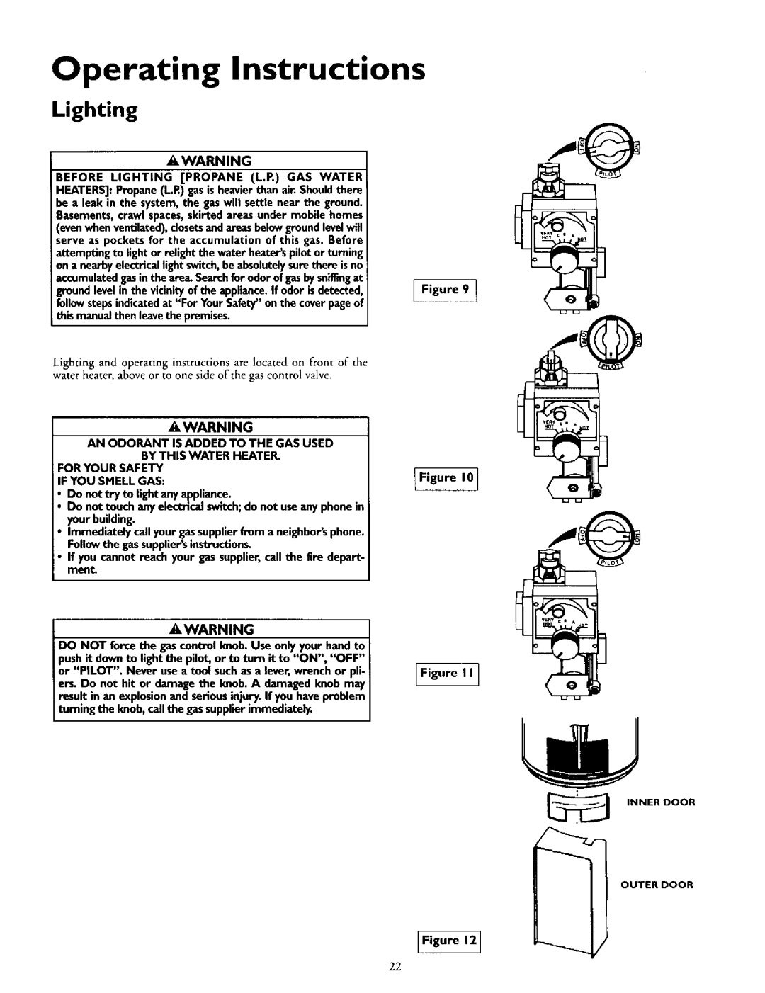 Kenmore 153.335962, 153.335942, 153.335845, 153.335862, 153.335916 owner manual Before Lighting Propane L,P. GAS Water 