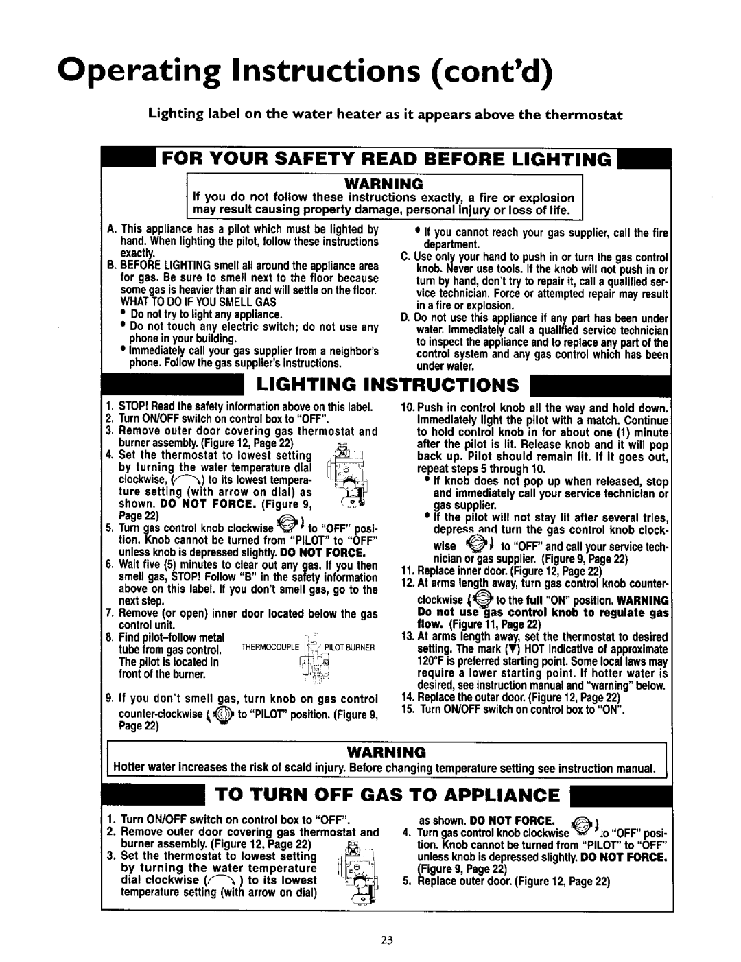 Kenmore 153.335862, 153.335942, 153.335845 Operating Instructions contd, Whatto Doif Yousmellgas, Thermocouplep,Lotburner 