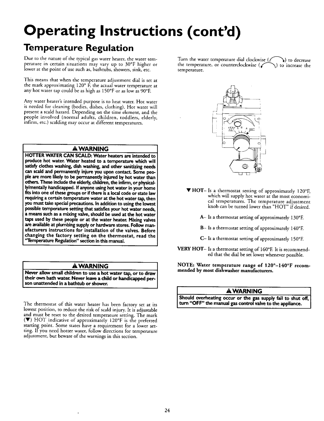 Kenmore 153.335916, 153.335942, 153.335845, 153.335962, 153.335862 owner manual Temperature Regulation, Awarning 