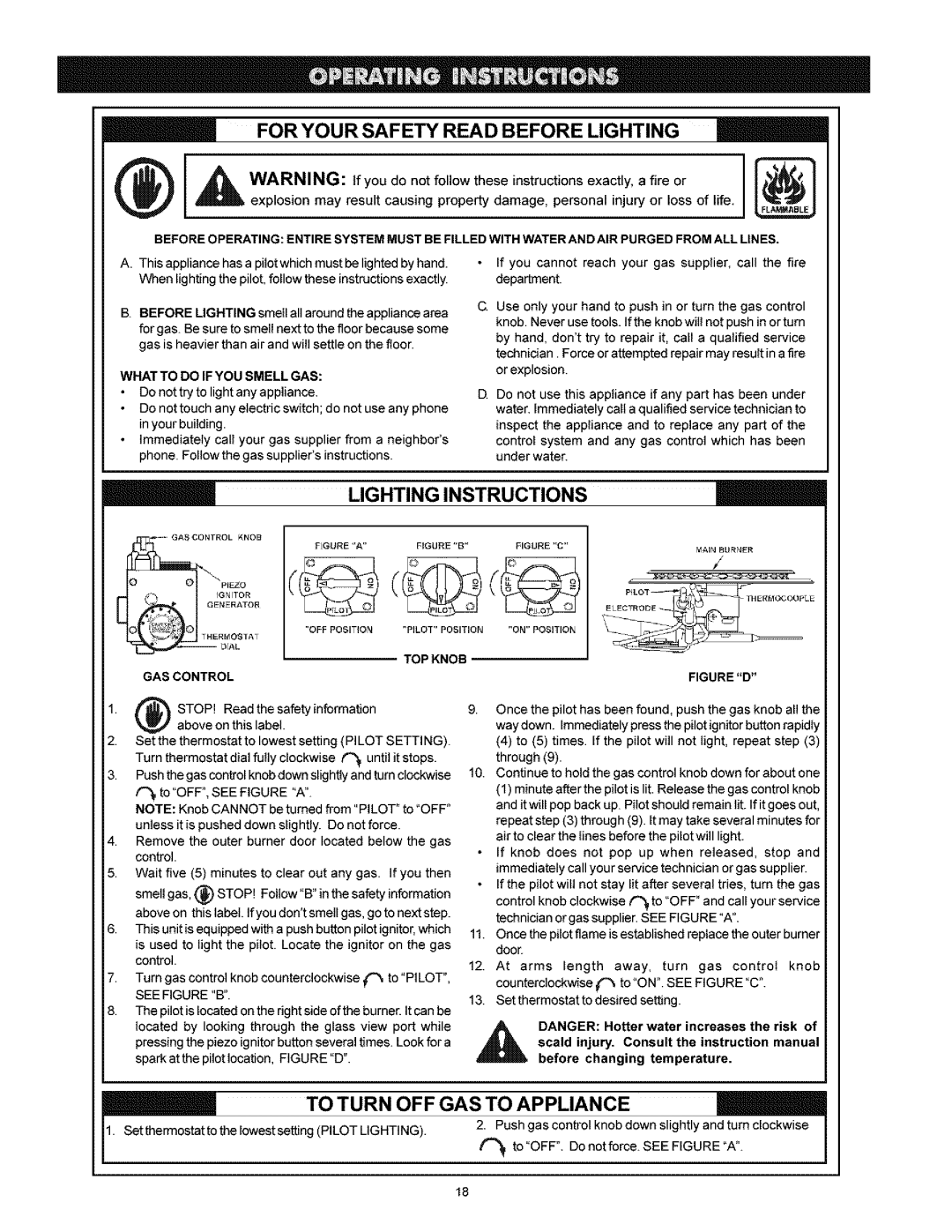 Kenmore 153.33616 owner manual What to do if YOU Smell GAS, GAS Control 