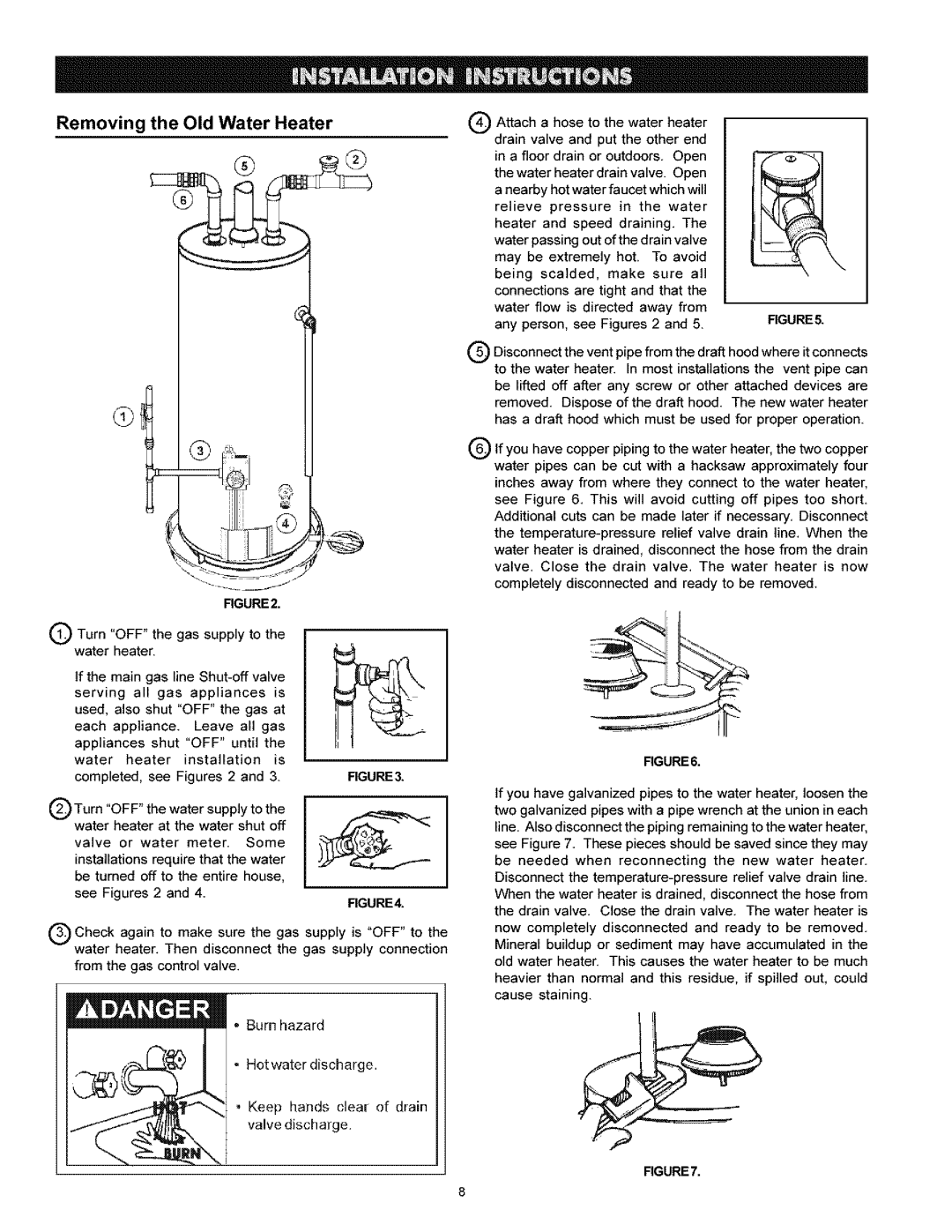 Kenmore 153.33616 owner manual Removing the Old Water Heater 