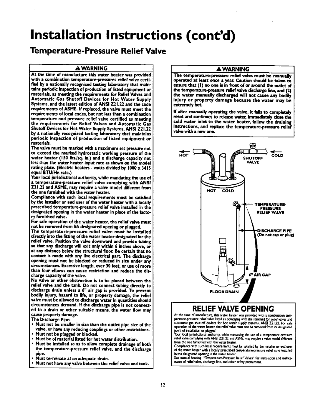 Kenmore 153.336812, 153.336251, 153.336312, 153.336351 Temperature-Pressure Relief Valve, Extremalyhot, DischargePipe 