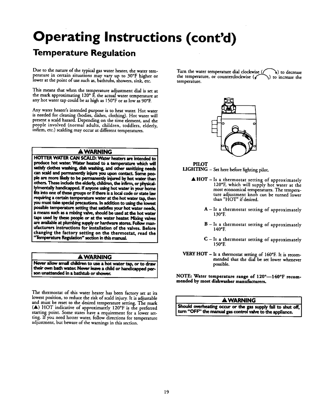 Kenmore 153.336912, 153.336251, 153.336312 Temperature Regulation, NeverallowsmallchiMrento usea hot w-atertap,or to draw 