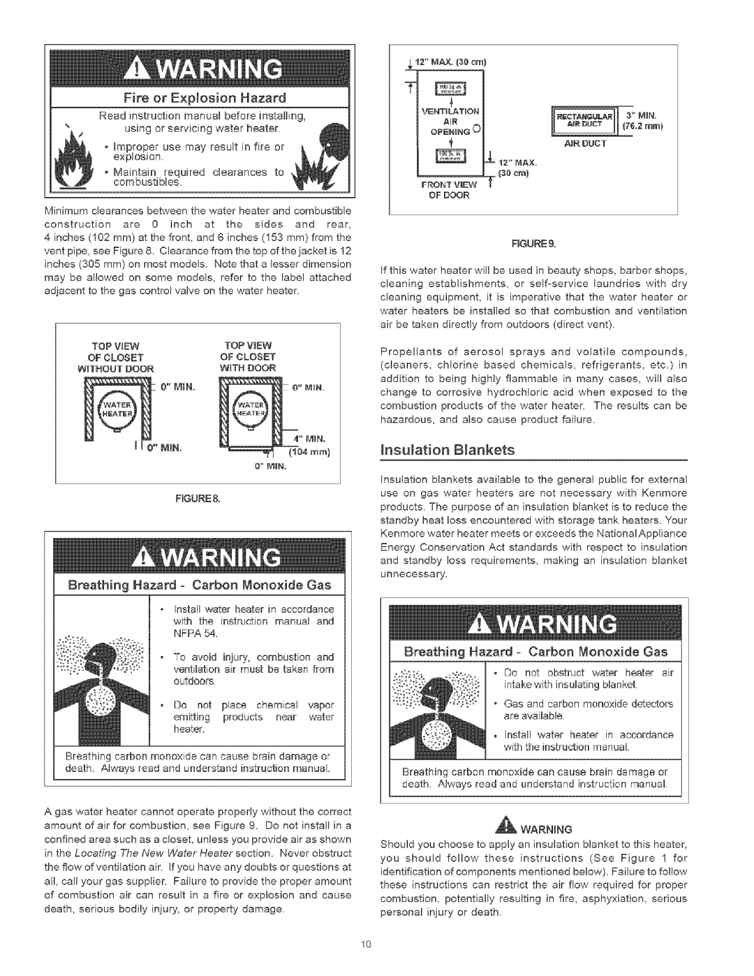 Kenmore 153336566 Insulation Bankets, Breathing Hazard = Carbon Monoxide Gas, Breathing Hazard Carbon Monoxide Gas 