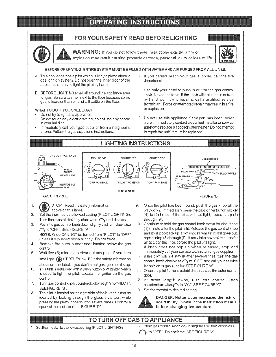 Kenmore 153336566, 153.336262, 153336762, 153.336962, 153336862 INSTRUCTiONS, What to do Ifyou Smell GAS, Topknob GAS Control 